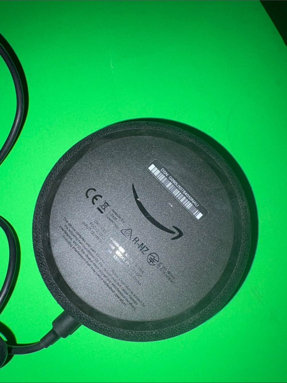 Amazon Black Echo Dot with Power Adapter and Cable